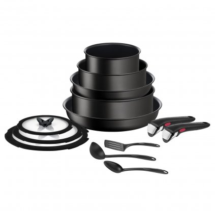 Комплект кухненски съдове INGENIO UNLIMITED L7639543, 13 бр., черен, алуминий, Tefal