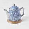 Чайник с инфузер INDIGO WAVE DESIGN 400 ml, син, керамика, MIJ