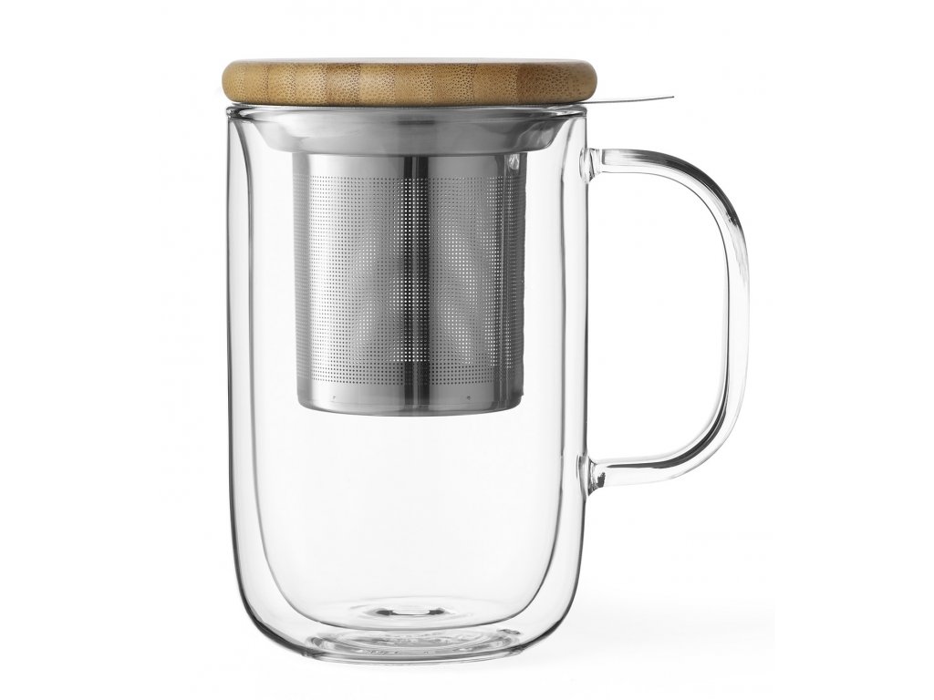 Tea infuser mug BALANCE 500 ml, double-walled, glass, Viva Scandinavia