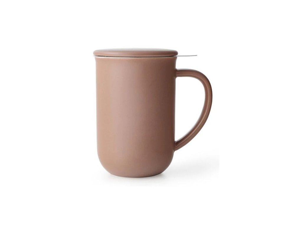 Tea infuser mug MINIMA 500 ml, with lid, brown, porcelain, Viva Scandinavia
