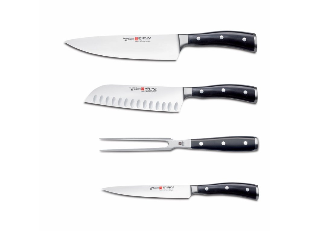 Wusthof Classic Ikon Kitchen Knife Starter Set, Black