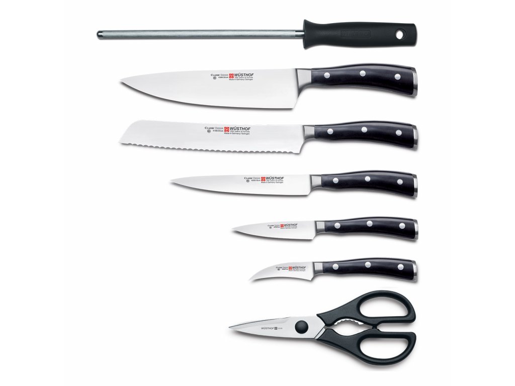 Knife block set CLASSIC IKON, 8 pcs, with honing rod and scissors, Wüsthof  