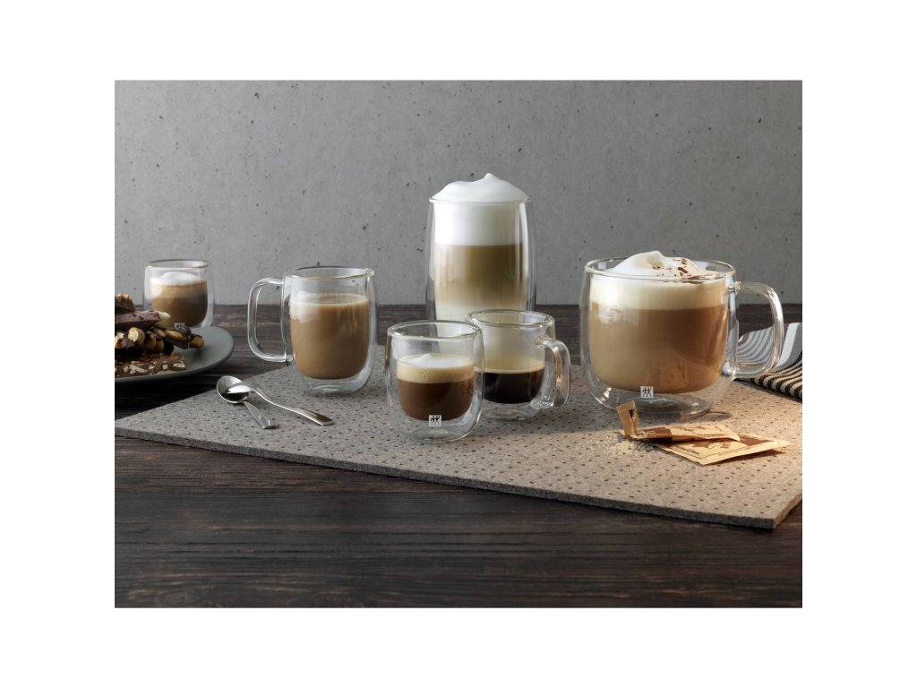 ZWILLING Sorrento Plus Double Wall Glassware 2-pc, Cappuccino Glass Mug Set