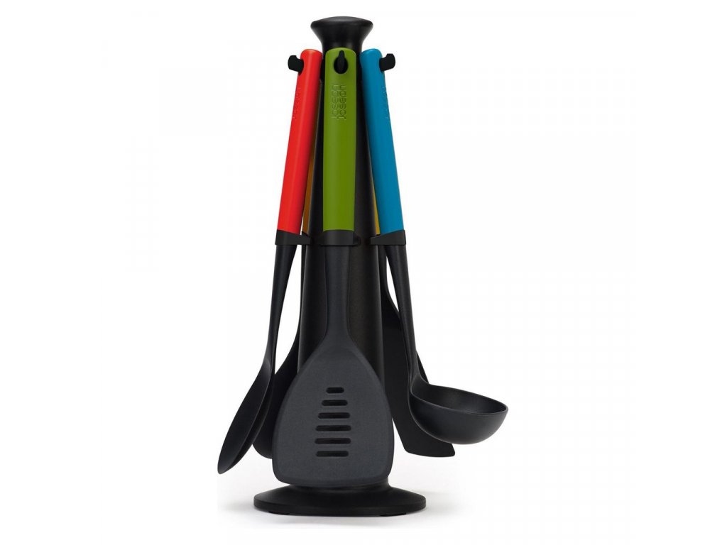Kitchen utensils set DUO, 5 pcs, with rotary stand, multicolour, Joseph