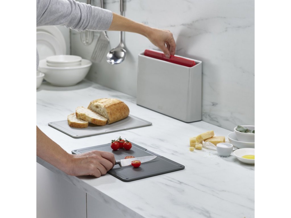 Cutting board set DUO, 3 pcs, with stand, grey, Joseph Joseph