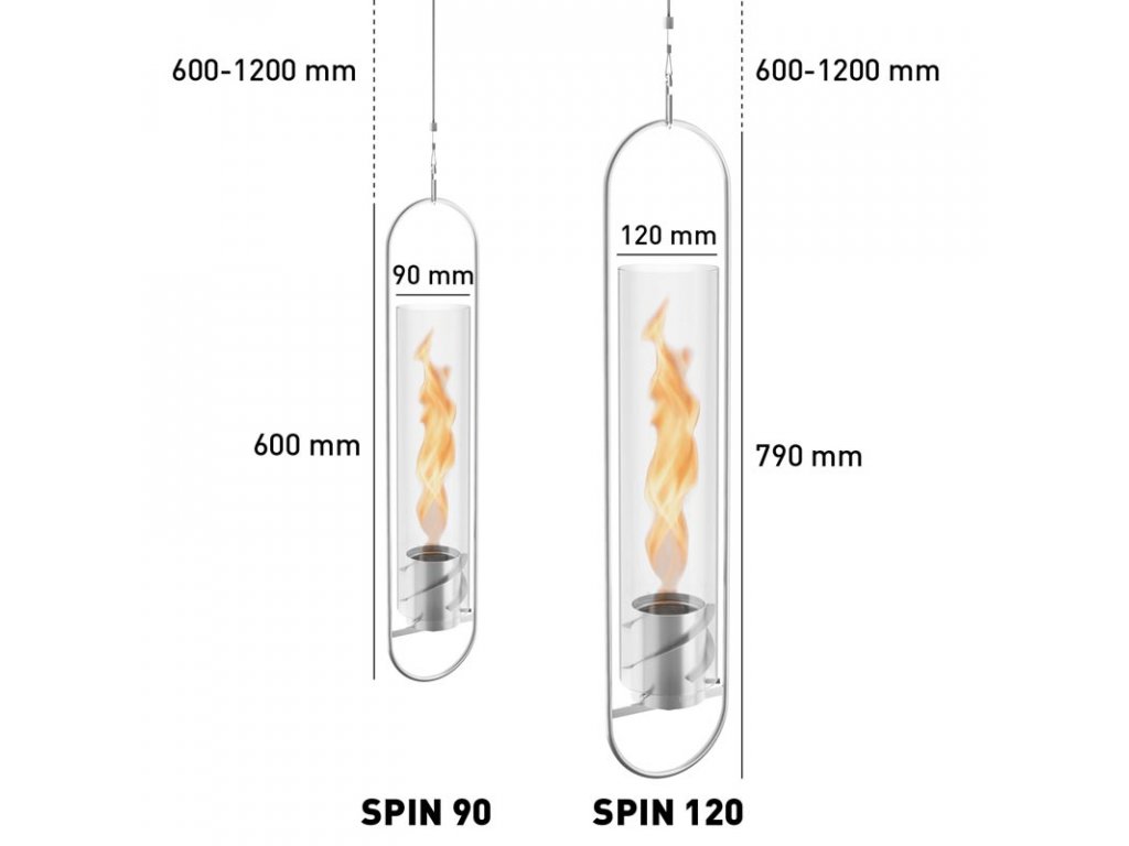 Hanging fireplace SPIN 90, silver, Höfats 