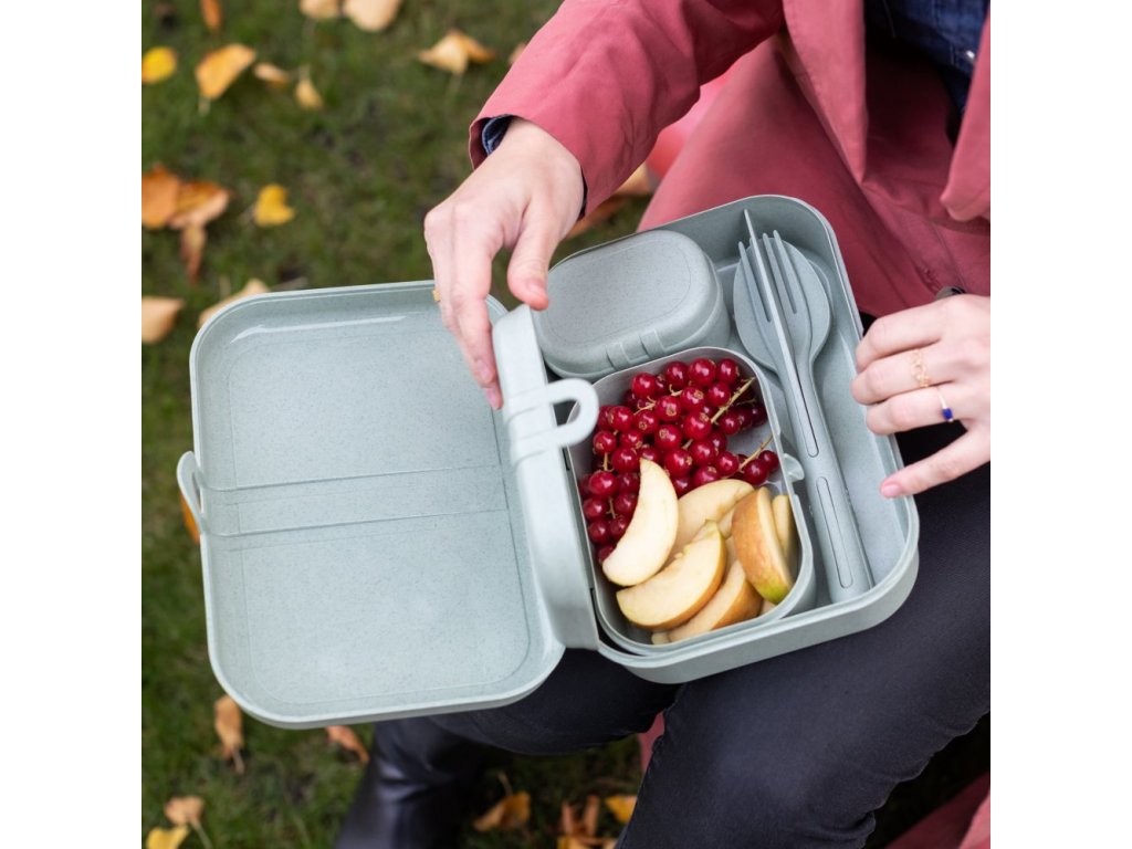 Lunch box set PASCAL READY, with travel cutlery set, light blue, Koziol 