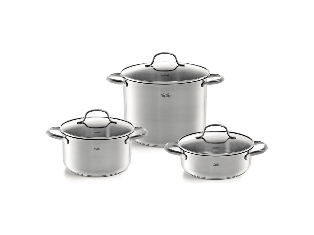 Pot set SAN FRANCISCO, 3 pcs, 3,6 l/5,7 l/ 1,3 l, stainless steel,  induction, Fissler