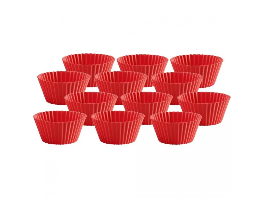 Single muffin pan, set of 12 pcs, 75 ml, silicone, red, Lékué 