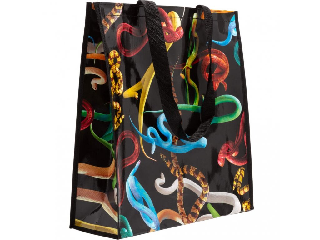 Seletti Womens Wears Toiletpaper Snakes Shopping Bag