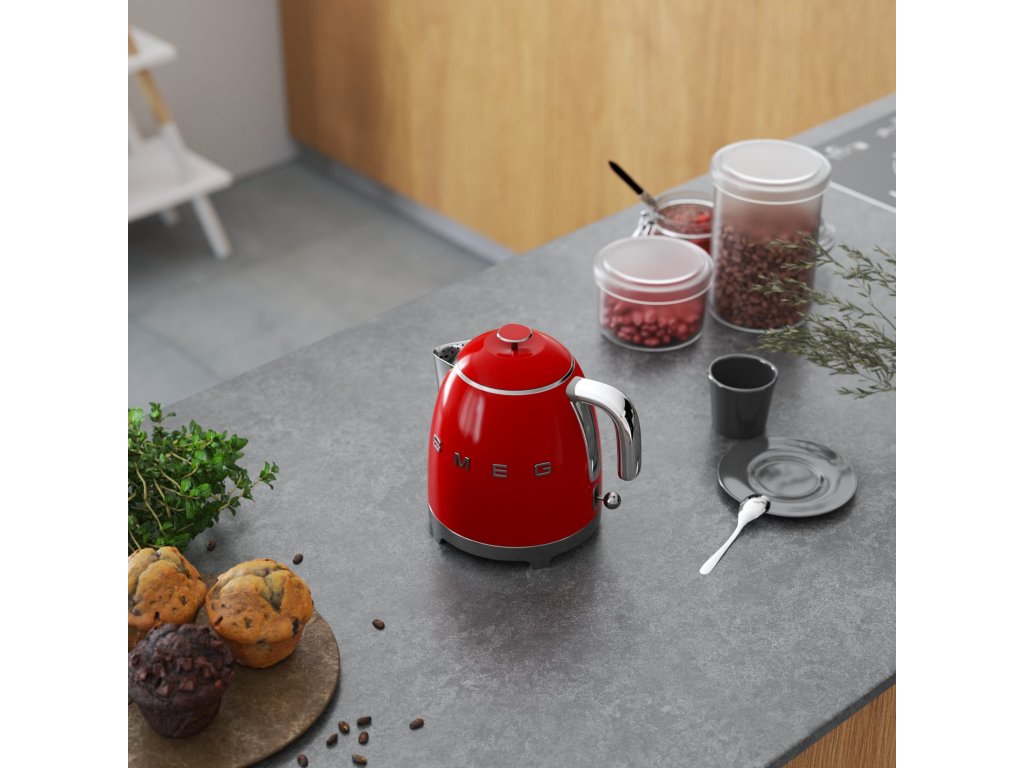 Electric kettle 50'S STYLE MINI KLF05RDEU, 800 ml, red, Smeg - Kulina.com
