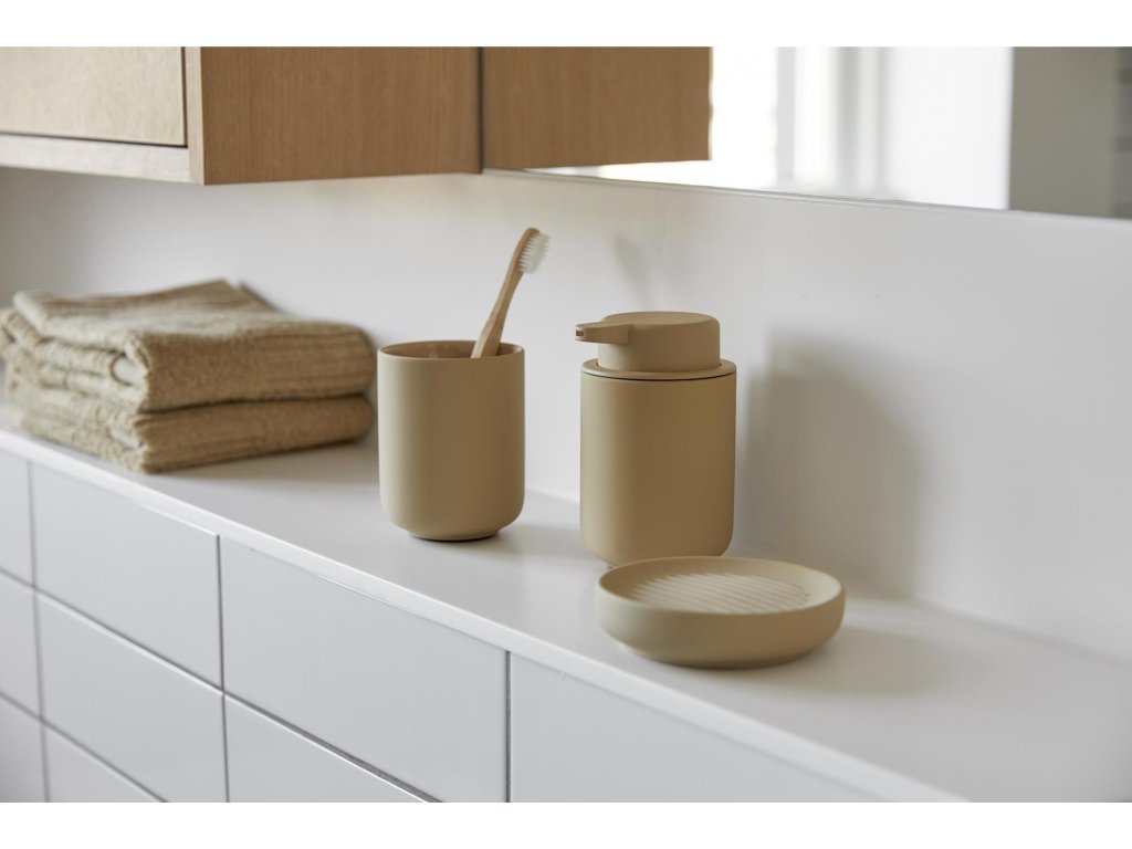 Soap dispenser UME 250 ml, taupe, ceramic, Zone Denmark 