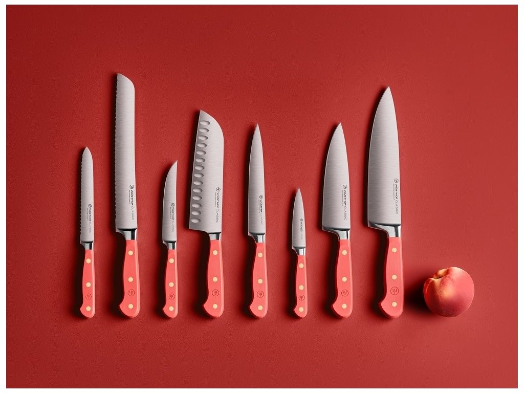 Knives in block CLASSIC COLOUR, set of 8, coral peach, Wüsthof 