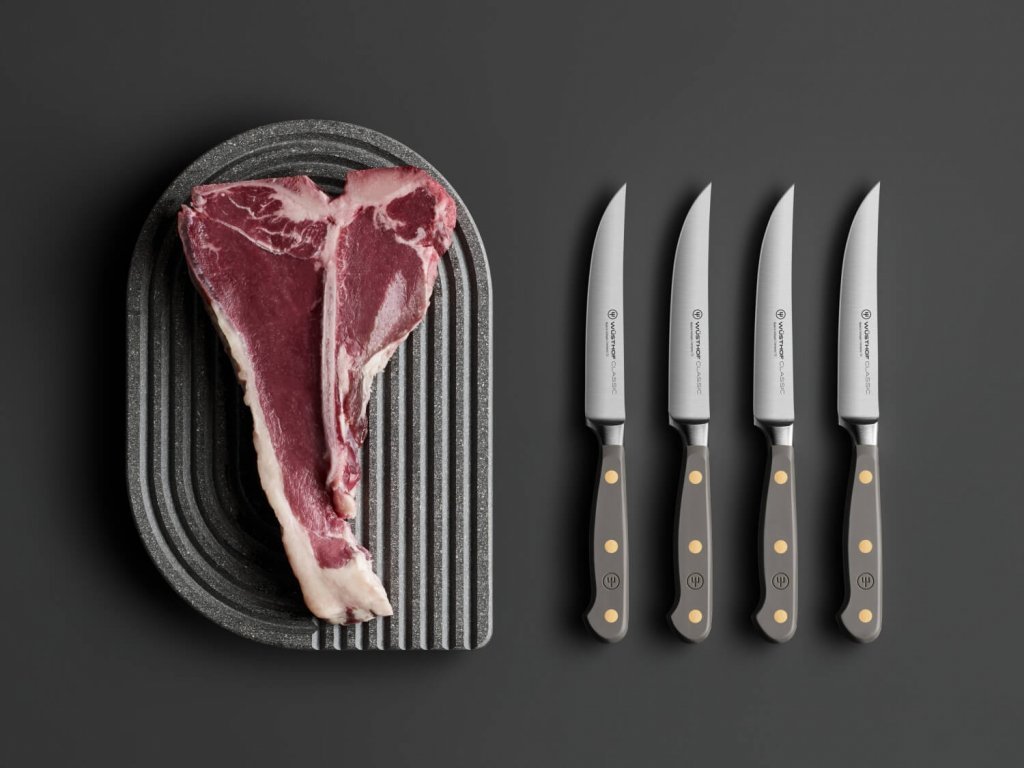 Steak knives CLASSIC COLOUR, set of 4, 12 cm, velvet oyster, Wüsthof 