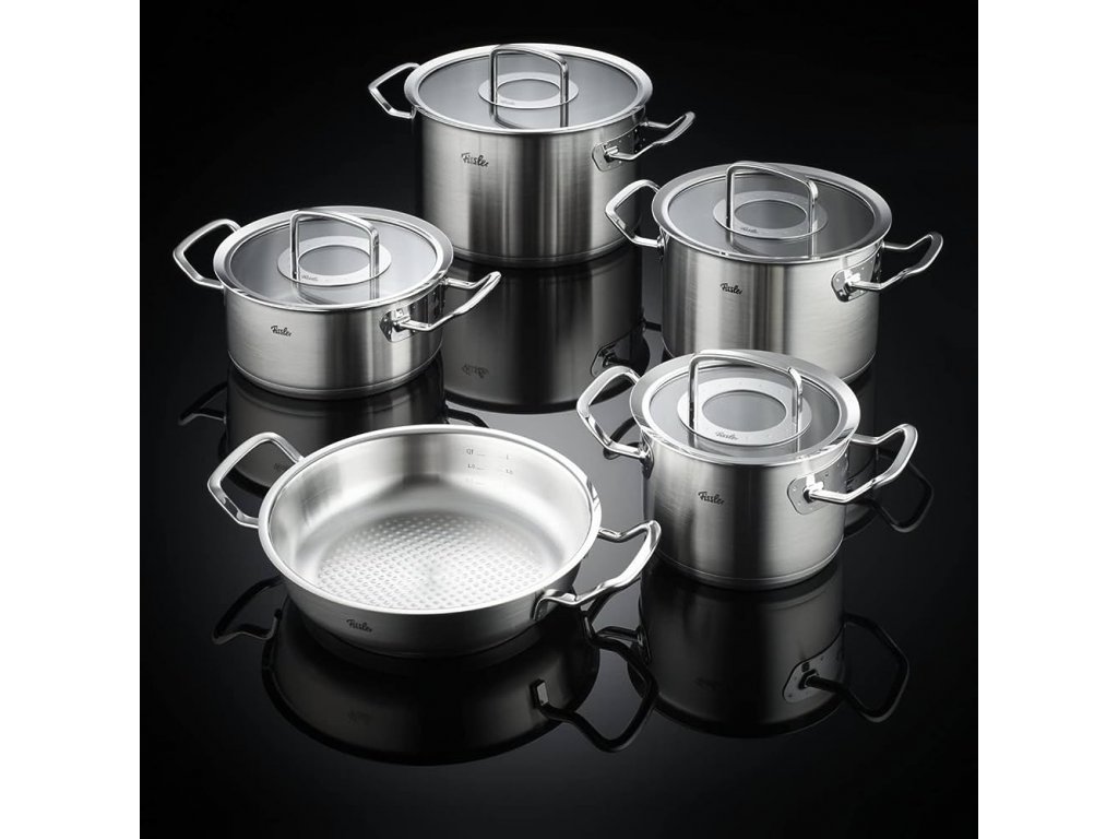 Low casserole pot ORIGINAL PROFI 20 cm, silver, stainless steel, Fissler | Topfsets