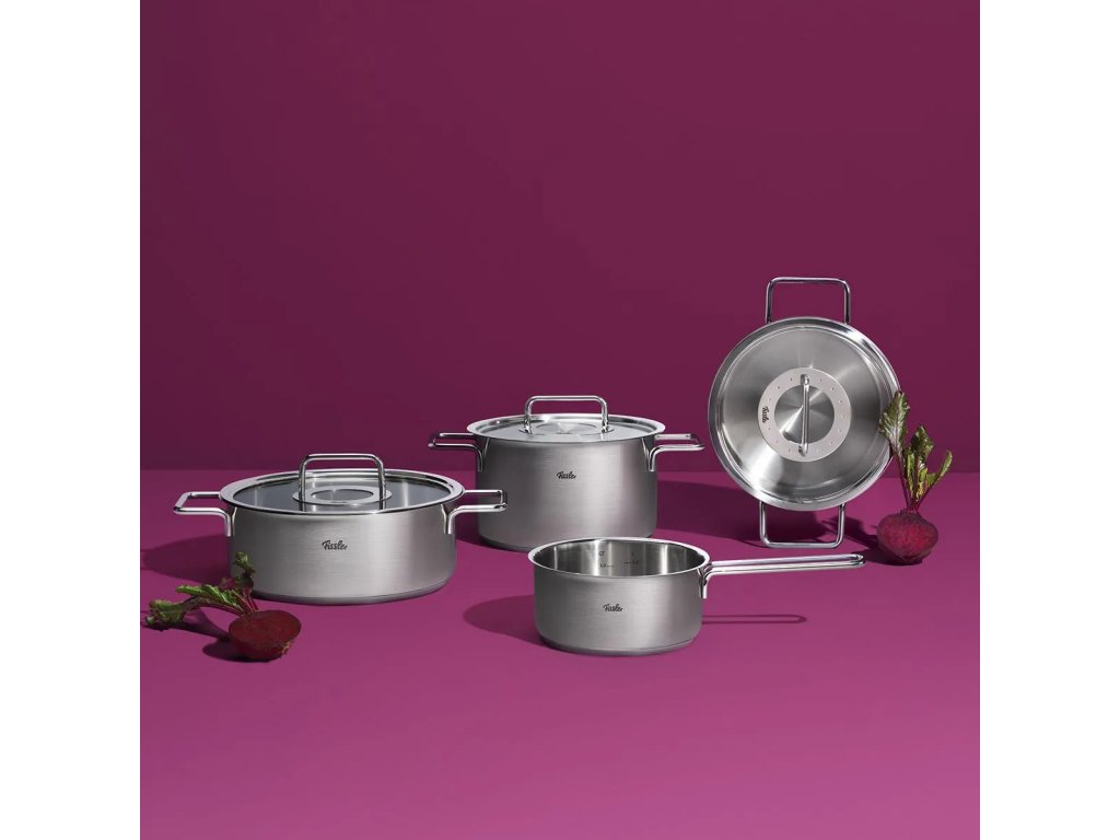 Cookware set PURE, set of 4, silver, stainless steel, Fissler