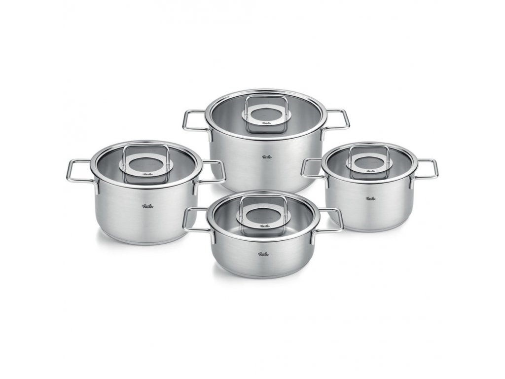 Cookware set PURE, set of 4, silver, stainless steel, Fissler