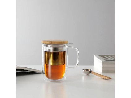 Tea infuser mug BALANCE 500 ml, double-walled, glass, Viva Scandinavia