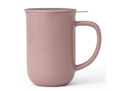 Tea infuser mug MINIMA 500 ml, with lid, pink, porcelain, Viva Scandinavia