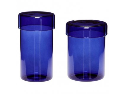 Pen holder POP L, set of 2 pcs, blue, glass, Hübsch