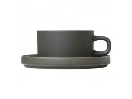 Tea cup with saucer PILLAR, set of 2 pcs, 170 ml, khaki, Blomus