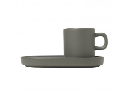 Espresso cup with saucer PILAR, set of 2 pcs, 50 ml, dark grey, Blomus