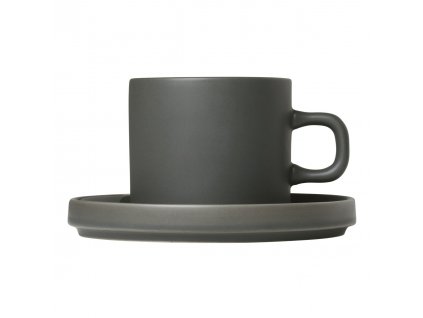 Coffee mug with saucer PILAR, set of 2 pcs, 200 ml, khaki, Blomus