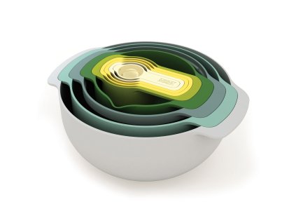 Kitchen bowl set OPAL NEST, 9 pcs, with measuring cups, stackable, Joseph Joseph