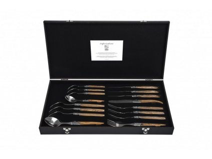 Dining cutlery set LUXURY, 16 pcs, olive wood handles, Laguiole