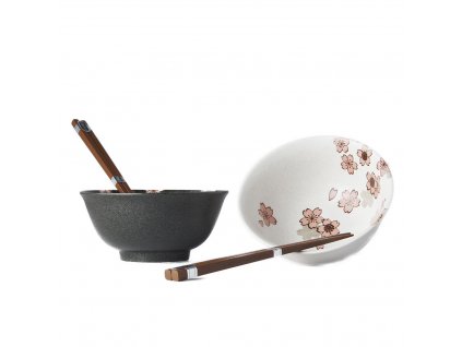 Dining bowl CHERRY BLOSSOM 500 ml, set of 2 pcs, with chopsticks, MIJ