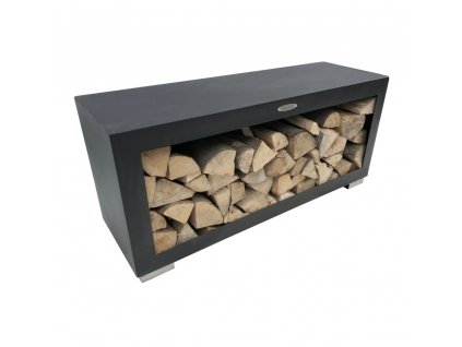 Outdoor log rack, horizontal, black, Remundi
