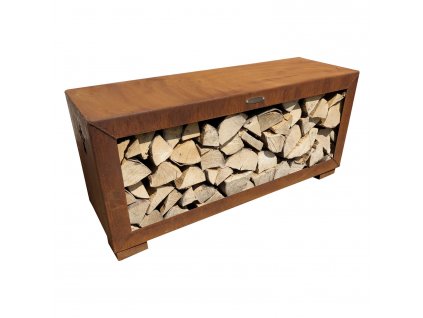 Outdoor log rack, horizontal, rusty, Remundi