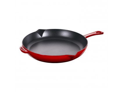 Frying pan 26 cm, cherry, cast iron, with pouring spout, Staub