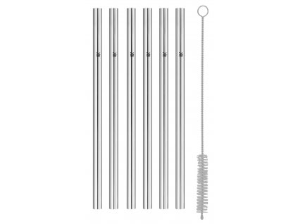 Drinking straws 18 cm, set of 6 pcs, with a brush, stainless steel, WMF