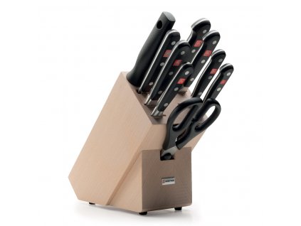 Knife block set CLASSIC, 10 pcs, with honing rod, meat fork and scissors, Wüsthof