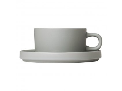 Tea cup with saucer PILAR, set of 2 pcs, 170 ml, light grey, Blomus