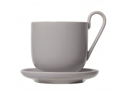 Coffee cup with saucer RO, set of 2 pcs, 290 ml, grey, Blomus