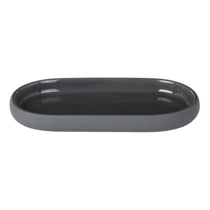 Soap dish SONO, without grooves, dar grey, Blomus