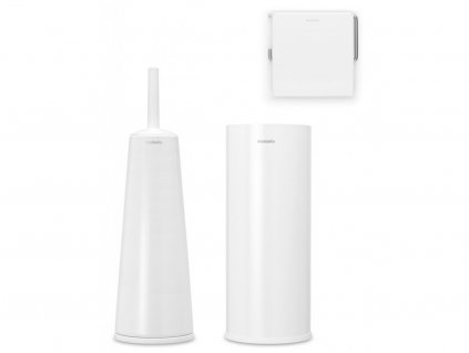Toilet brush holder, toilet paper holder and spare roll stand in a set RENEW, white, Brabantia