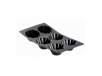 Cake pan for brioches, 6 moulds, silicone, de Buyer