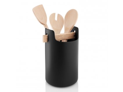 Utensil holder 20 cm, with a wooden handle, black, Eva Solo