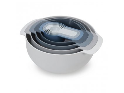 Kitchen bowl set NEST 40112, 9 pcs, with colander and measuring cups, blue, Joseph Joseph