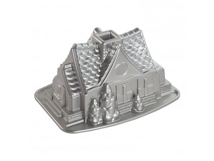 Bundt pan GINGERBREAD HOUSE, silver, Nordic Ware