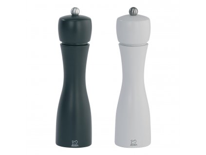 Salt and pepper mill set TAHITI 20 cm, black/white, beech wood, Peugeot