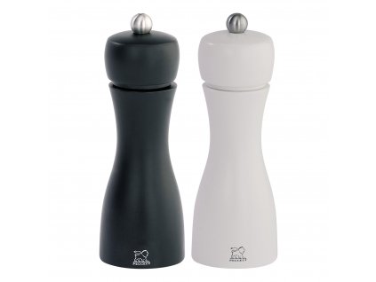 Salt and peppermill set TAHITI 15 cm, black/white, beech wood, Peugeot