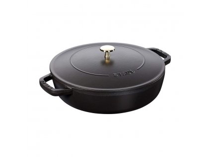 Casserole pot 28 cm, self-sealing lid, black, cast iron, Staub