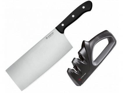 Chinese chefs knife GOURMET, with knife sharpener, Wüsthof