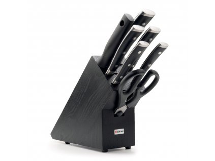 Knife block set CLASSIC IKON, 8 pcs, with honing rod and scissors, black, Wüsthof