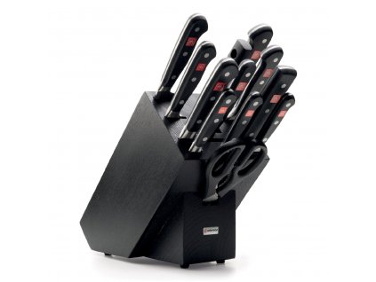 Knife block set CLASSIC, 13 pcs, with honing rod and scissors, black, Wüsthof