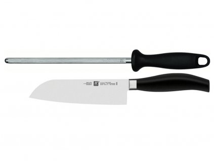 Santoku knife FIVE STAR with a honing rod, Zwilling